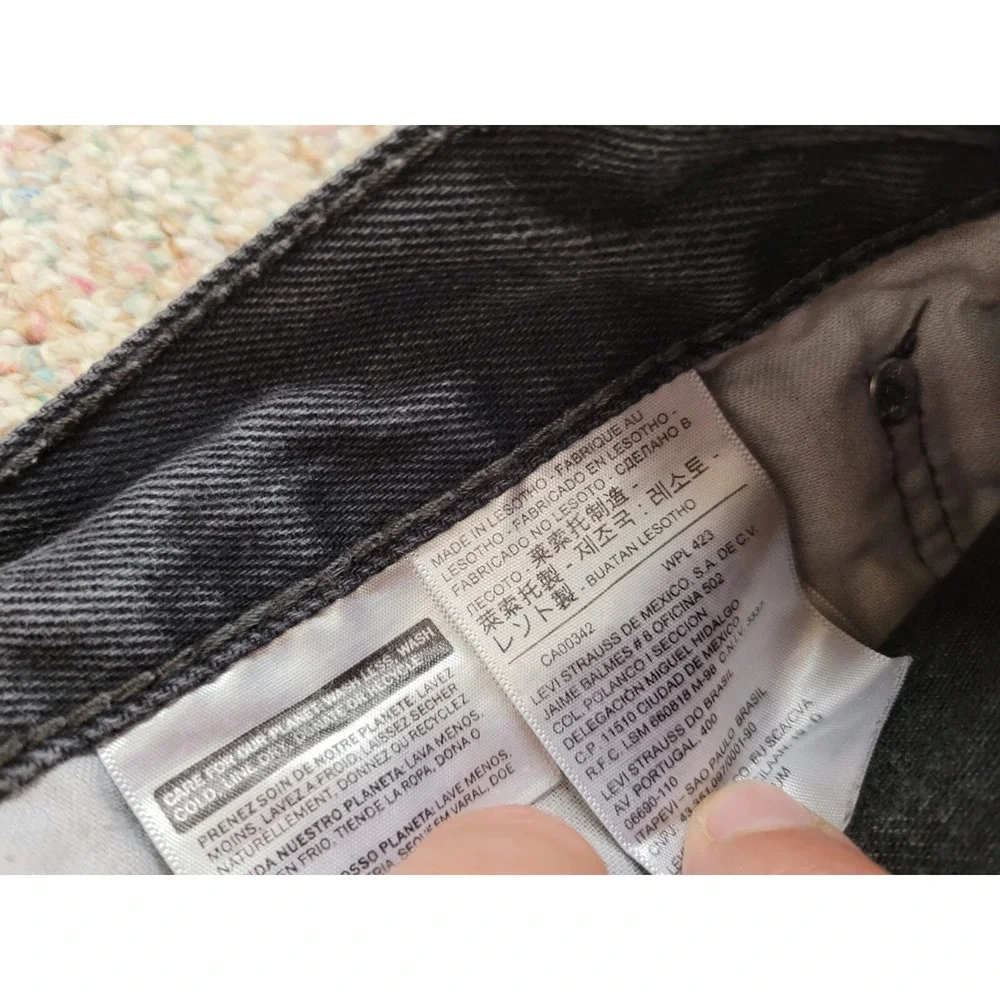 Levi's 505 Jeans Mens 36x30 Black Regular Fit Straight Leg Distressed Denim